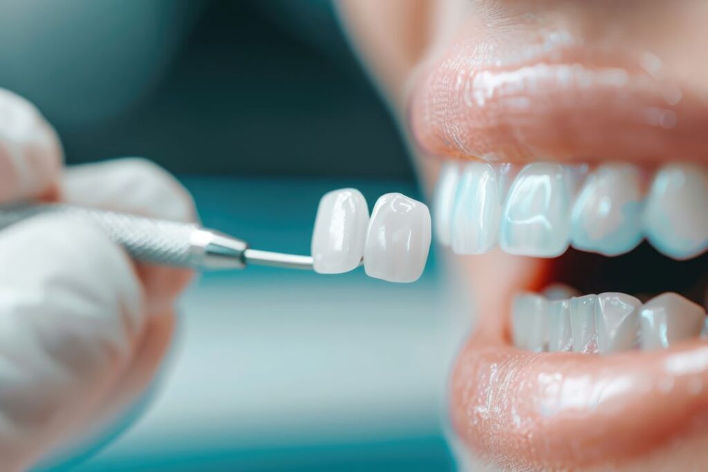 A woman getting dental veneers